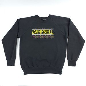 Vintage Oneita Campbell Horse Sweater Mens XL Long Sleeve Black Cotton Blend